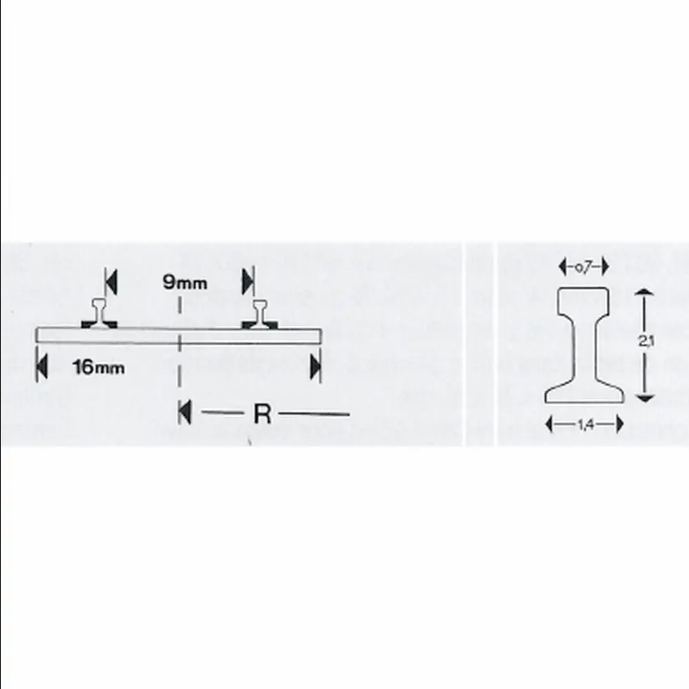Rail courbe - R5 rayon 492,6 mm 15° - Minitrix 14918 - N : 1/160 - code 80 - 3