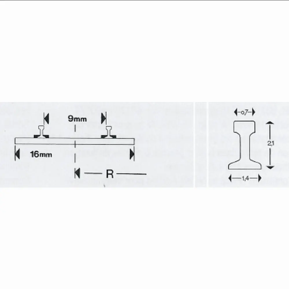 Rail courbe Minitrix R2a rayon 261.8 mm 15° - N : 1/160 - code 80 - 14911 - 3