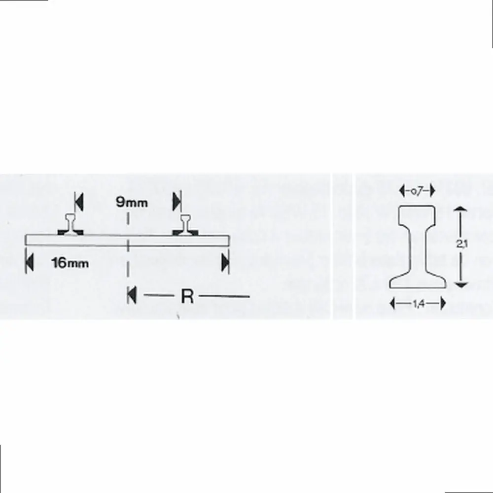 Rail courbe - Minitrix 14926 - N : 1/160 - R2 rayon 228.2 mm 6° - code 80 - voie 2R - 3