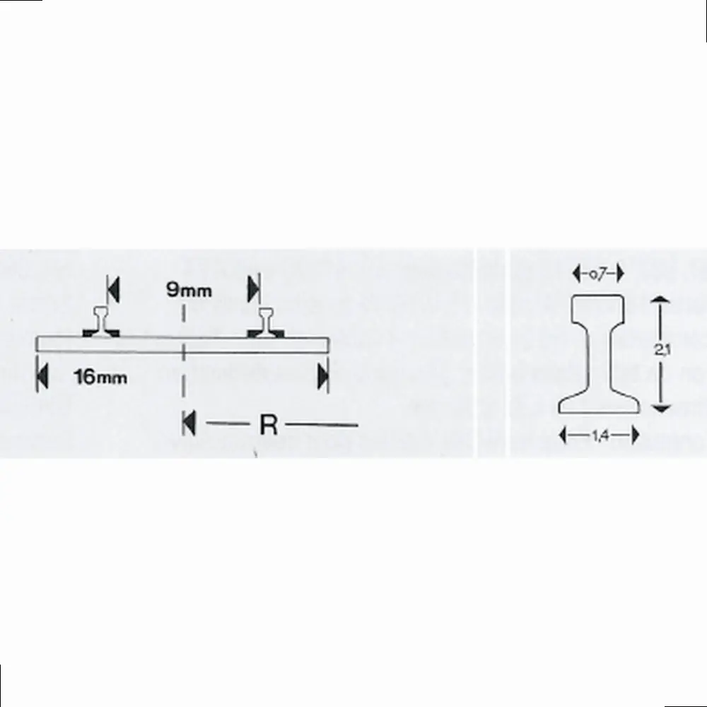 Rail courbe - Minitrix 14929 - N : 1/160 - code 80 - R2b - rayon 295.4 mm - 7,5° - 3