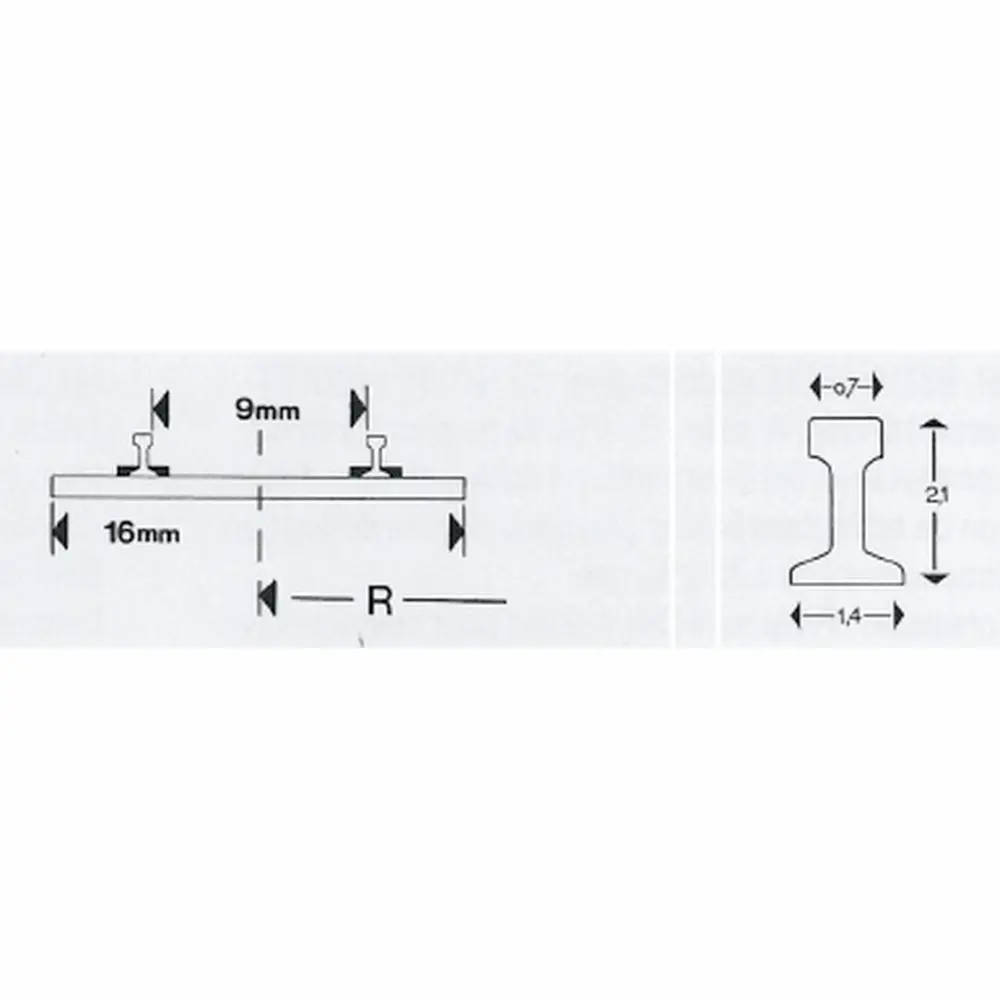 Rail courbe Minitrix R6 rayon 526.2 mm 15° - N : 1/160 - code 80 - 14928 - 3