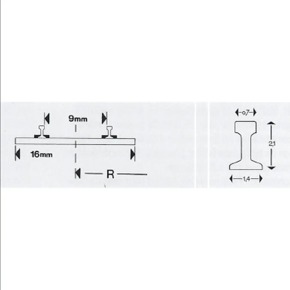 Rail courbe Minitrix R1 rayon 194.6 mm 24° - N : 1/160 - code 80 - 14914 - 3
