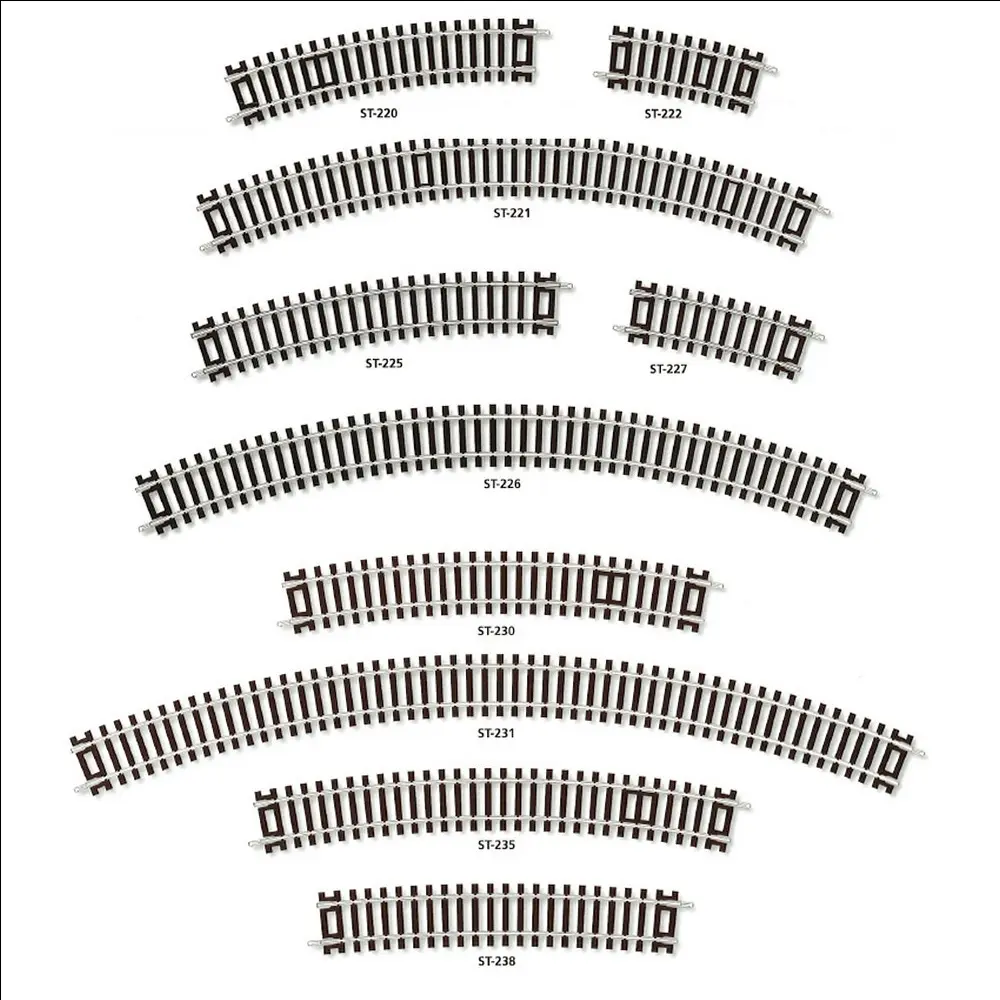 Rail courbe rayon 438 mm 22,5° Peco ST225 - HO : 1/87 - Code 100 - 2