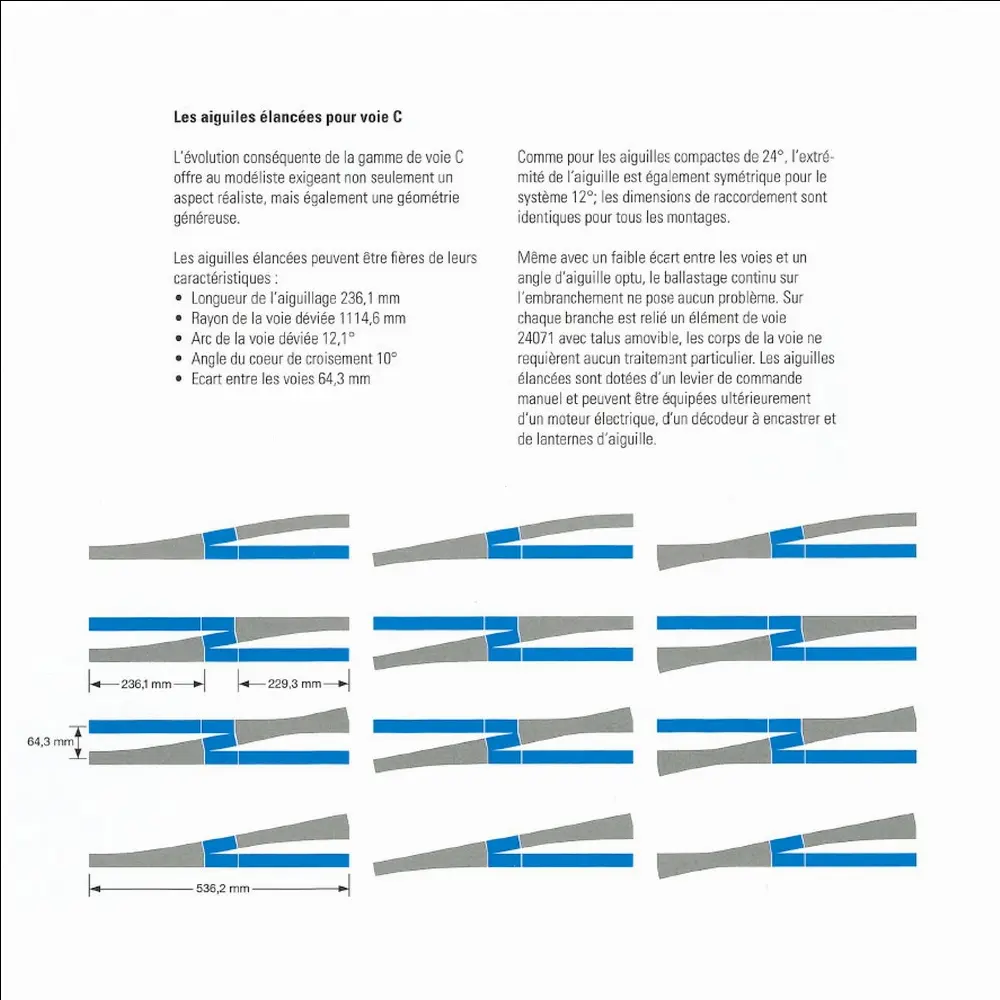 Rail droit Marklin 24071 ballast amovible - 70,8 mm - HO : 1/87 - Code 83 - Voie C - 4