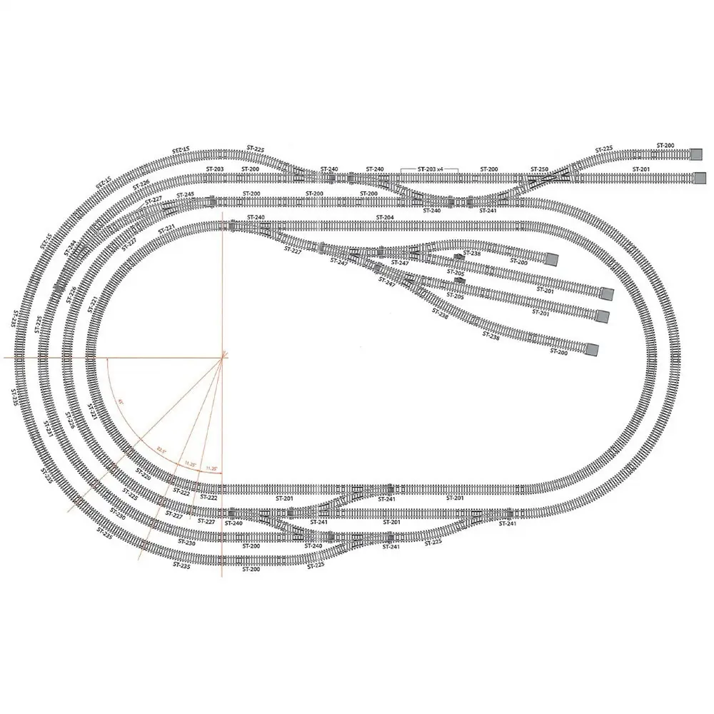 Rail courbe rayon 371 mm 11,25° Peco ST222 - HO : 1/87 - Code 100 - 3