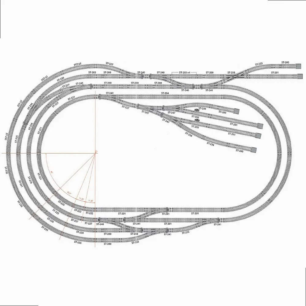 Rail courbe rayon 371 mm 22,5° - Peco ST220 - HO : 1/87 - Code 100 - 3