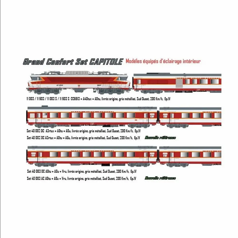Set grand confort "Capitole" locomotive électrique CC 6513 + A4Dtux + A8tu - LS Models 11003DCS - HO 1/87 - SNCF - Ep IV - Digital sound - 2R - 2