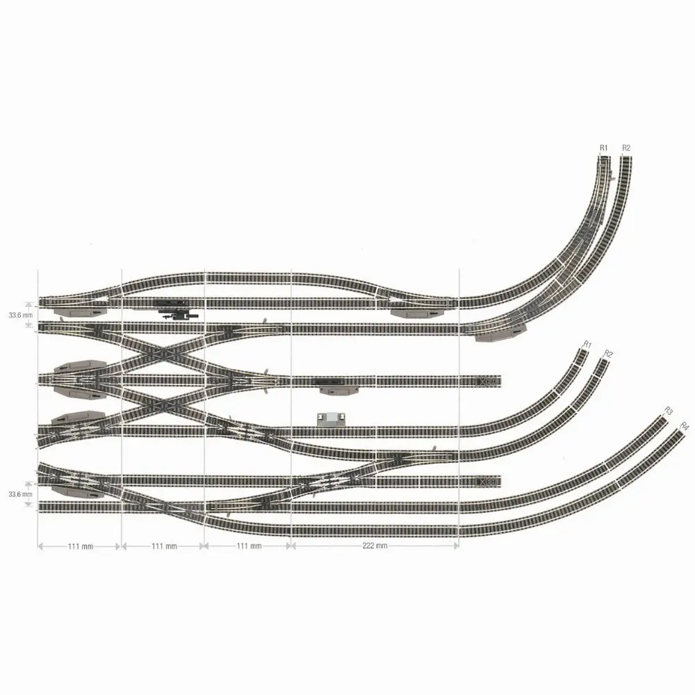 Rail courbe ballasté rayon R3 396,4 mm 30° Fleischmann 9130 - N : 1/160 - Code 80 - 2