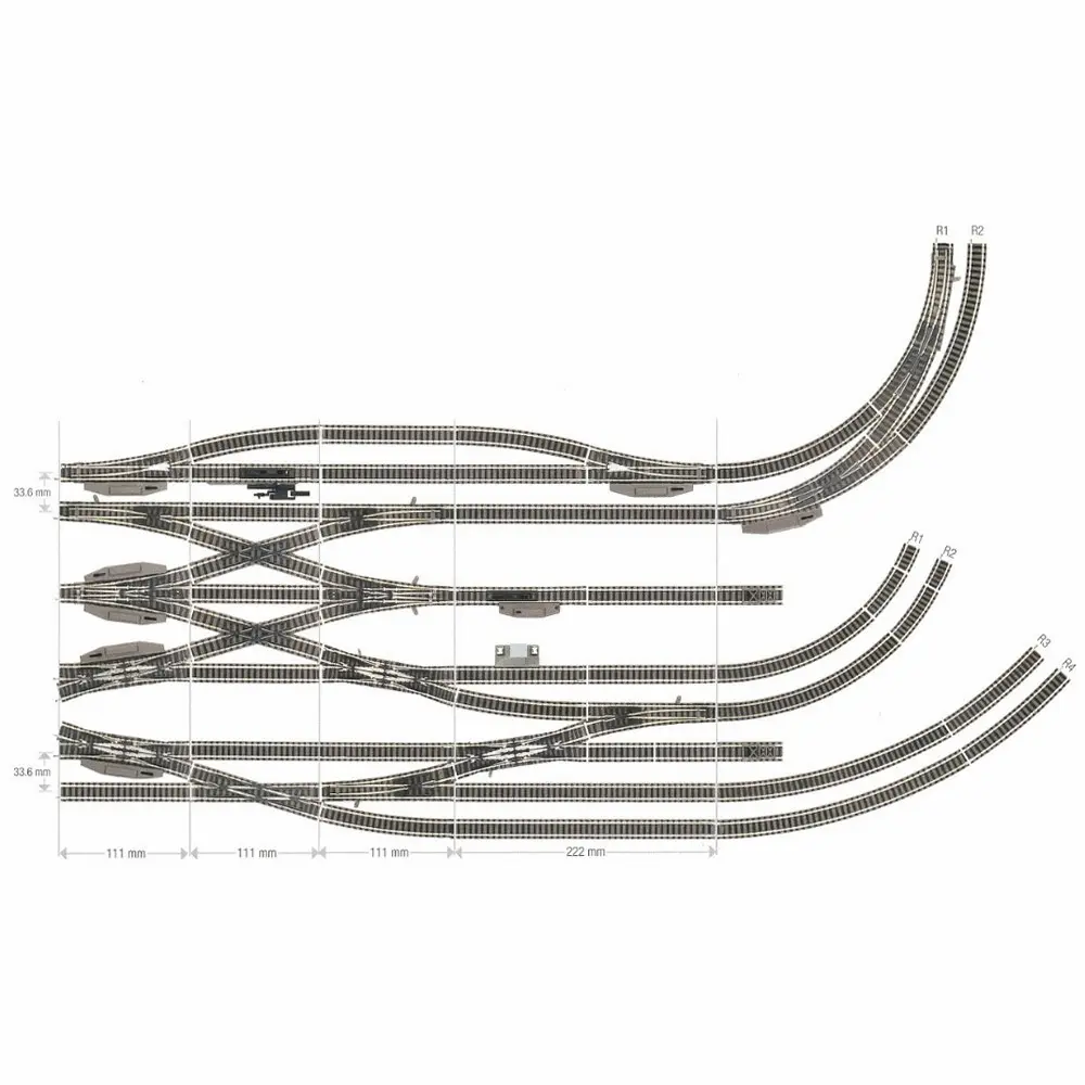 Rail courbe ballasté rayon R1 192 mm 7,5° Fleischmann 9123 - N : 1/160 - Code 80 - 2