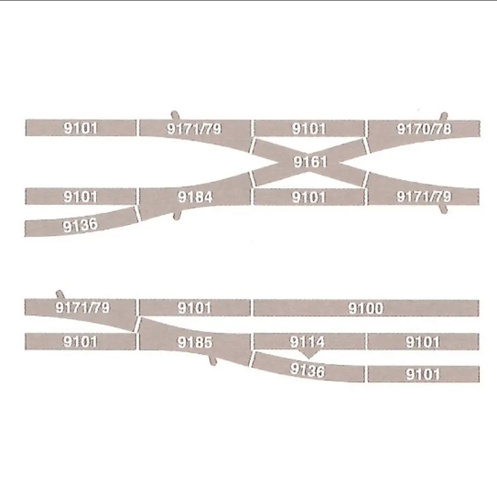 Traversée Jonction Double TJD à gauche 111mm & 15° Fleischmann 9184 code 80 - N 1/160 - 3