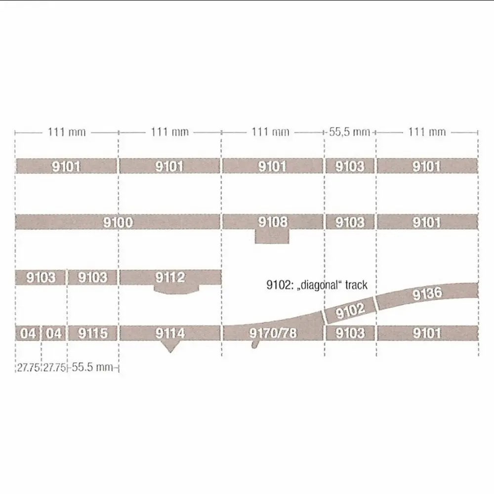 Rail droit avec ballast 27,75 mm Fleischmann 9104 - N : 1/160 - Code 80 - 3