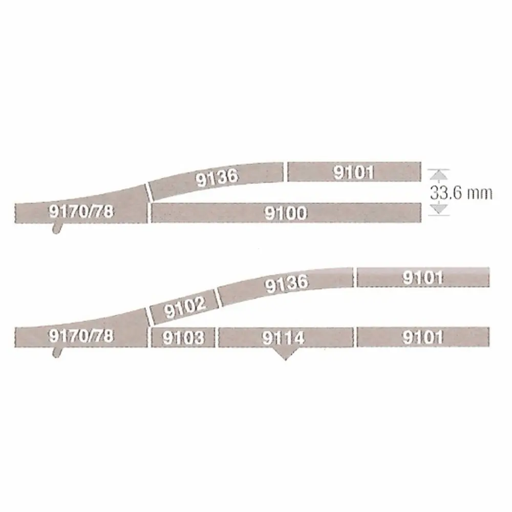 Aiguillage à droite Fleischmann 9171 cœur plastique code 80 - N 1/160 - 3