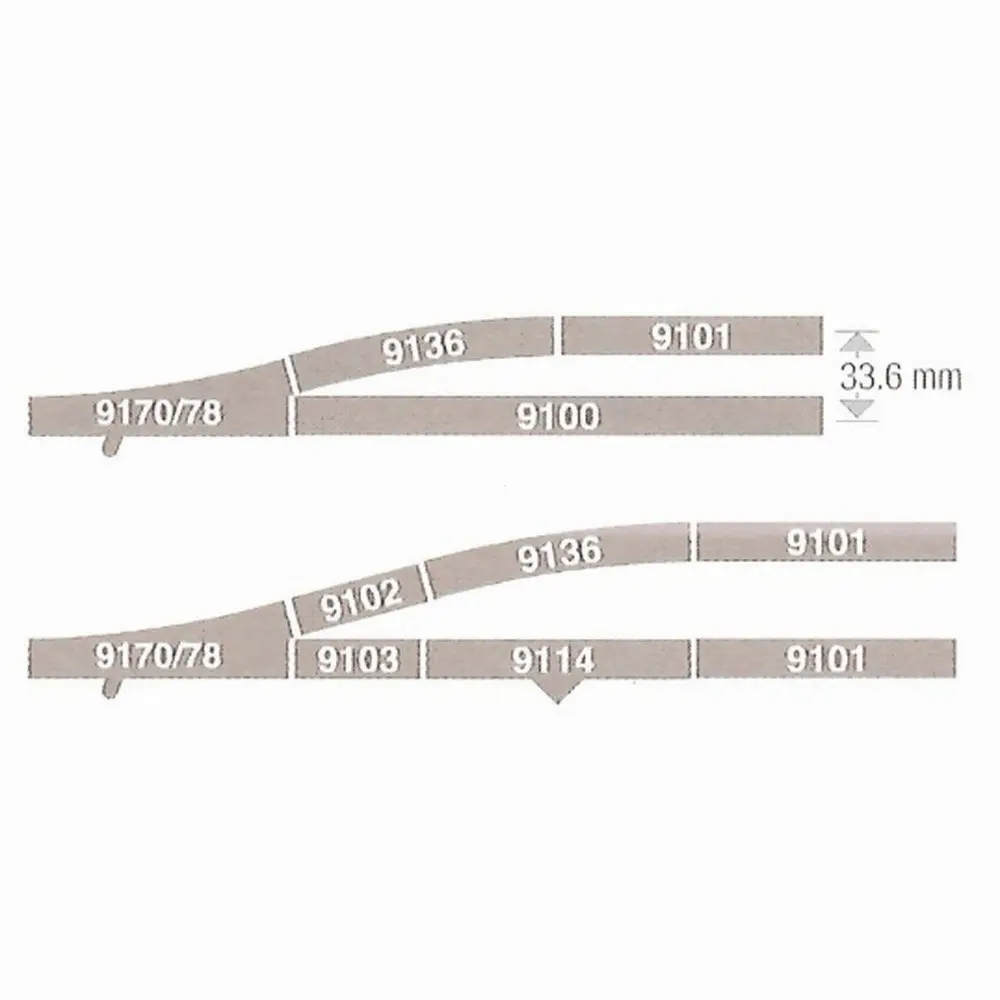 Rail courbe ballasté rayon R4 430 mm 15° Fleischmann 9136 - N : 1/160 - Code 80 - 4
