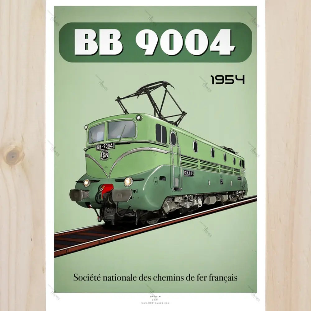Poster Locomotive BB 9004 - 1954 - SNCF - 800Tonnes 8TBB9004 - A2 42.0 x 59.4 cm - 2