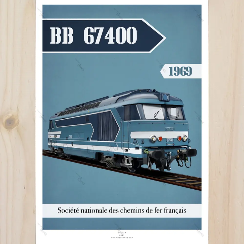 Poster Locomotive BB67590 - 1969 - 800Tonnes  8TBB67400 - A2 42.0 x 59.4 cm - SNCF - 2