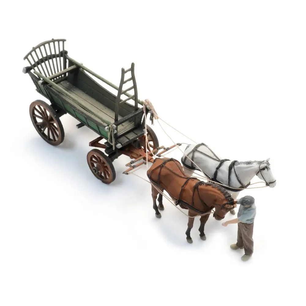 Chariot à foin d'Europe du Nord + figurine - Artitec 387.599 - HO 1/87  - 5