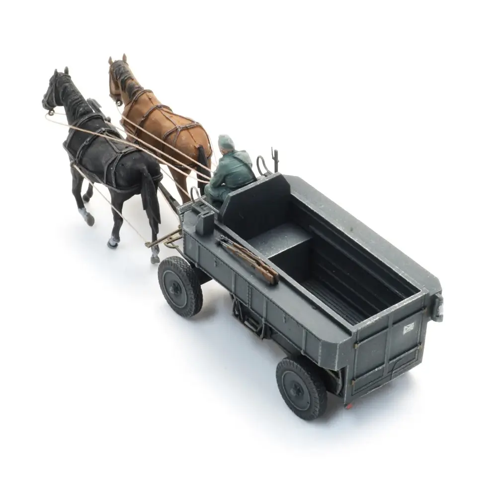 Wagon de campagne en acier HF.7 avec chevaux + figurine - Artitec 6870737 - HO 1/87  - 4