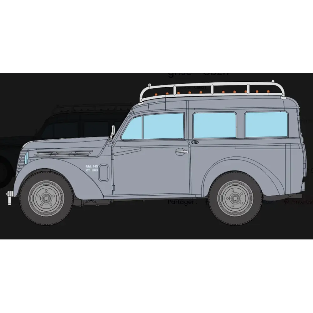 Voiture Renault Juvaquatre familiale grise - REE CB 211 - HO 1/87 - 2