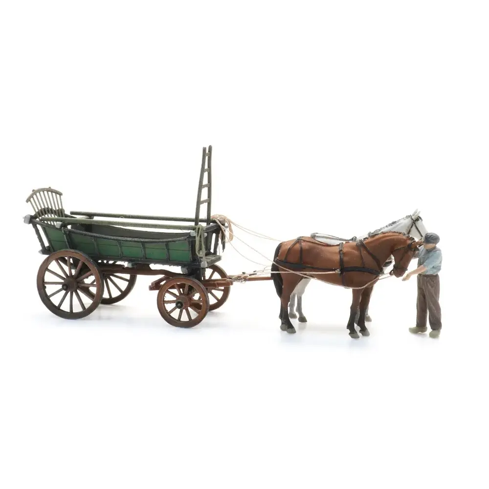 Chariot à foin d'Europe du Nord + figurine - Artitec 387.599 - HO 1/87  - 2