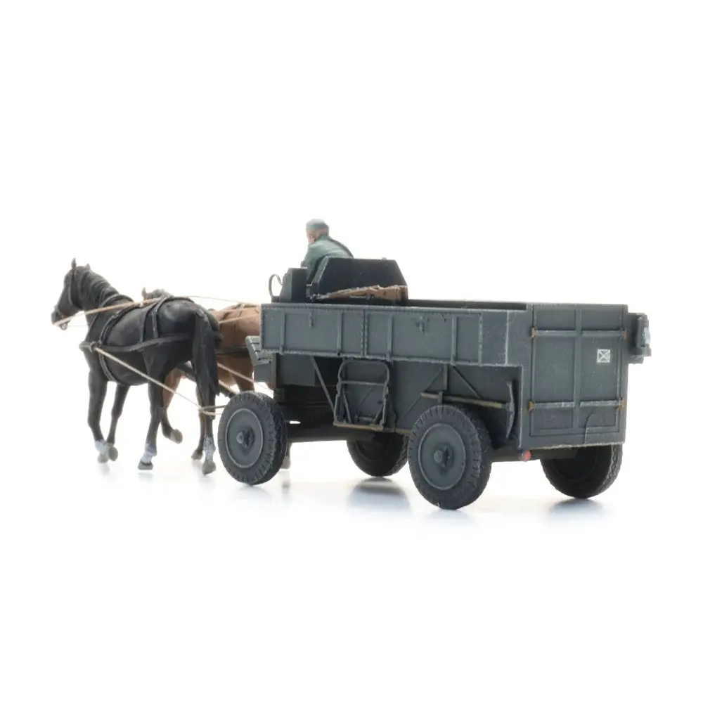 Wagon de campagne en acier HF.7 avec chevaux + figurine - Artitec 6870737 - HO 1/87  - 6