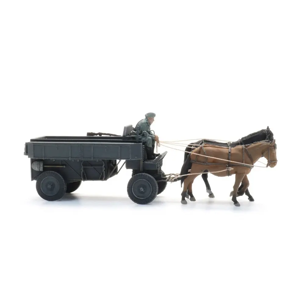 Wagon de campagne en acier HF.7 avec chevaux + figurine - Artitec 6870737 - HO 1/87  - 8