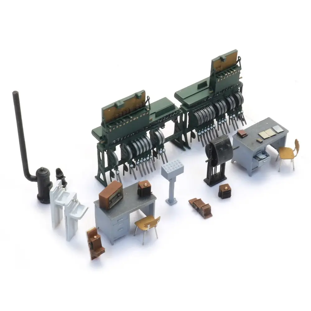 Intérieur du poste d'aiguillage avec leviers - Artitec 10.414 - HO 1/87  - 3