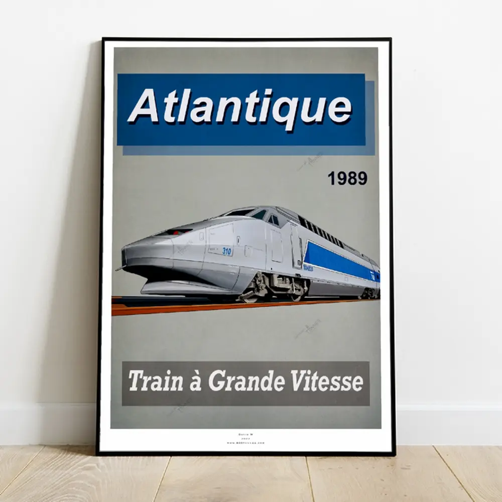 Poster TGV Atlantique - 800tonnes 8TATLANTIQUE - A2 42.0 x 59.4 cm - 1989 - 2