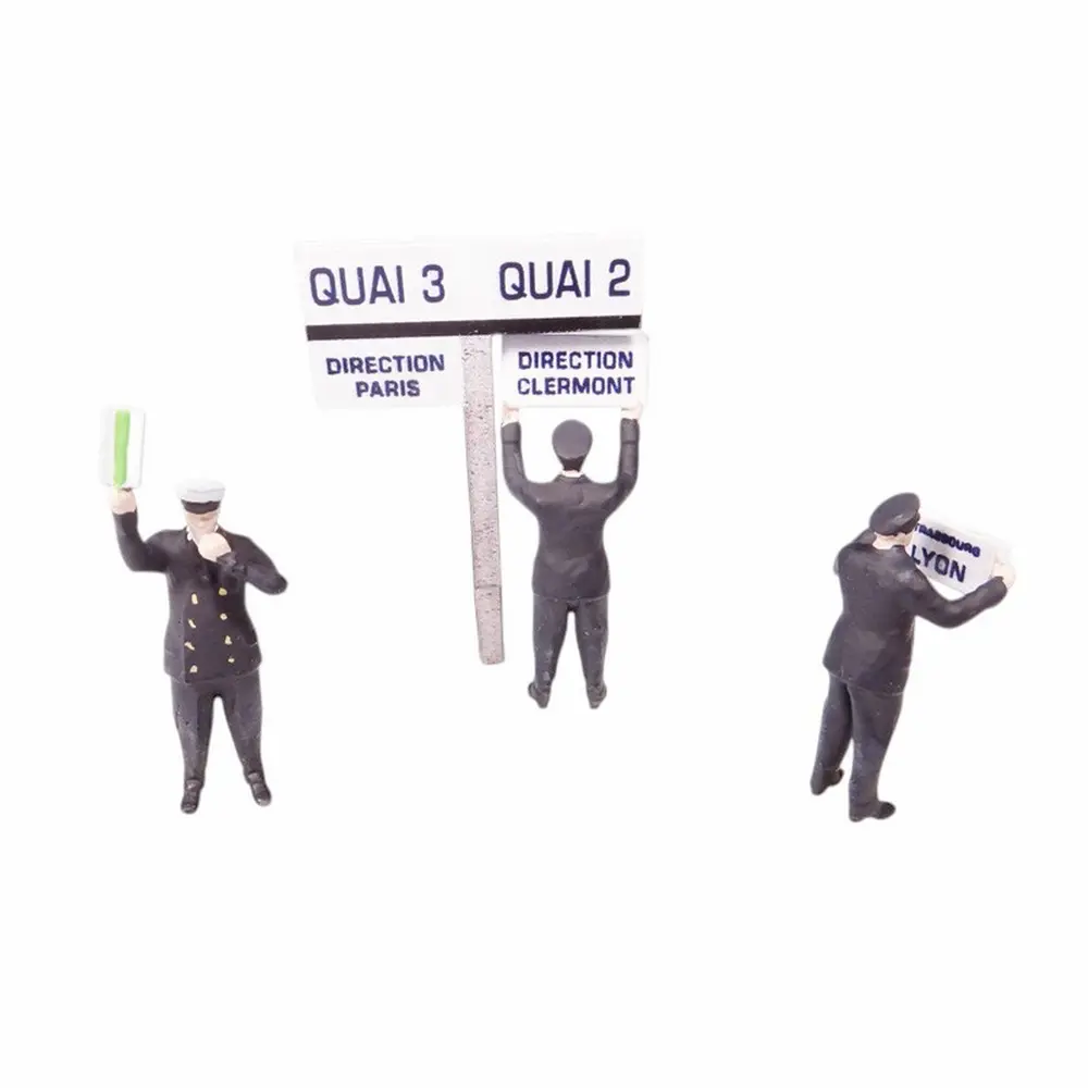 3 Agents de gare réglant la circulation des trains - Régions et compagnies GAR070 - HO 1/87