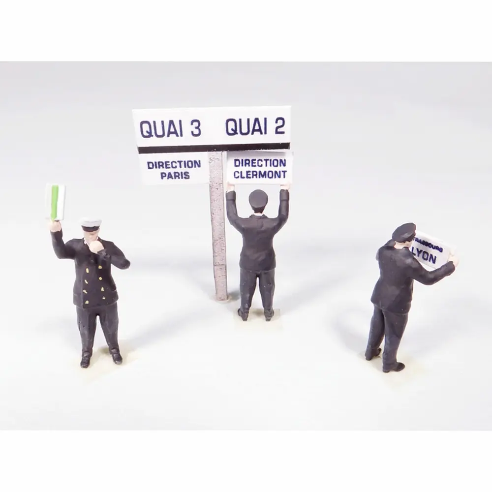 3 Agents de gare réglant la circulation des trains - Régions et compagnies GAR070 - HO 1/87