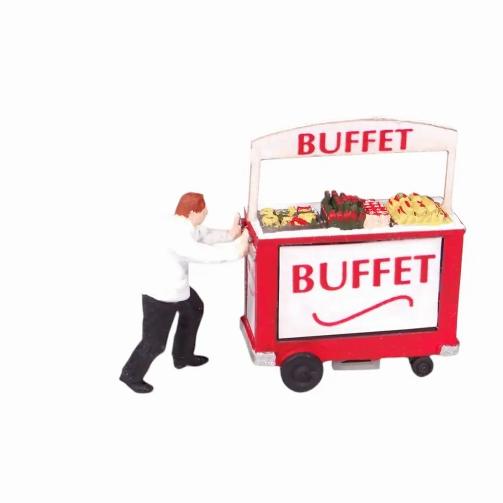 Chariot de buffet ambulant et son vendeur‑pousseur - Régions et compagnies GAR074 - HO 1/87
