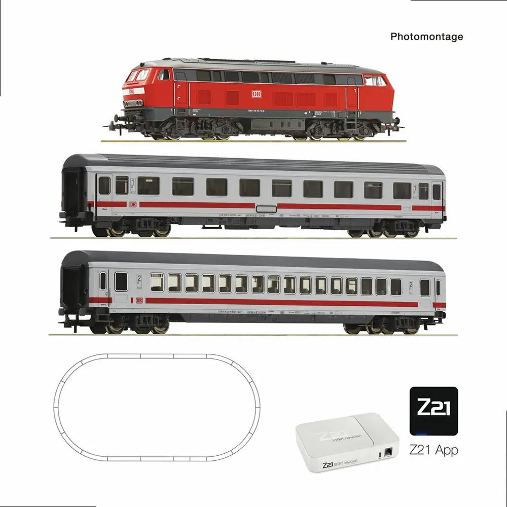 Coffret de départ Z21 START newGen : Locomotive diesel BR 218 (ROCO LINE, application Z21 uniquement) + 2 voitures voyageurs Intercity - Roco 5110012 - HO 1/87 - DB AG - Ep VI - Digital - 2R