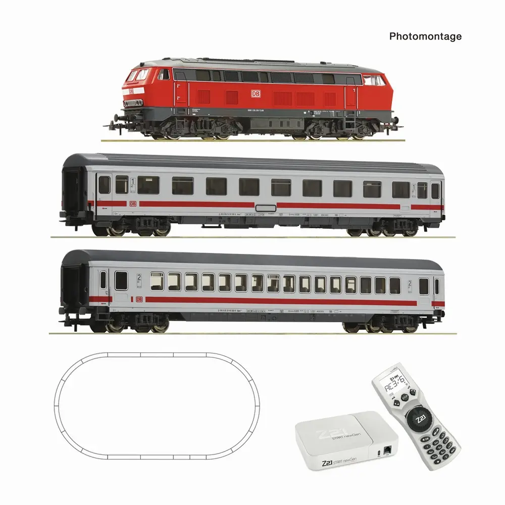 Coffret de départ Z21 START newGen : Locomotive diesel BR 218 (ROCO LINE, Z21 multiMAUS) + 2 voitures voyageurs Intercity - Roco 5110013 - HO 1/87 - DB AG - Ep VI - Digital - 2R