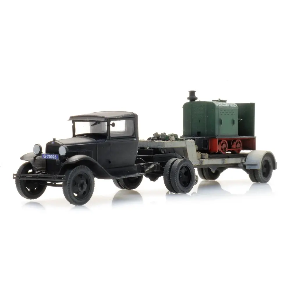 Semi-remorque Ford AA avec locomotive Deutz - ARTITEC 387.556 - HO 1/127