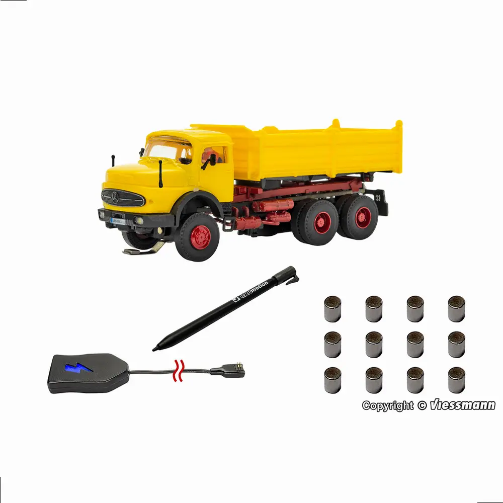 Coffret de démarrage de base CarMotion, camion-benne MB à capot rond et 3 essieux, jaune - Viessmann 8003 - HO 1/87