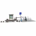 Aire de stationnement vélo avec banc et panneau d’information - Busch 79824 - HO 1/87
