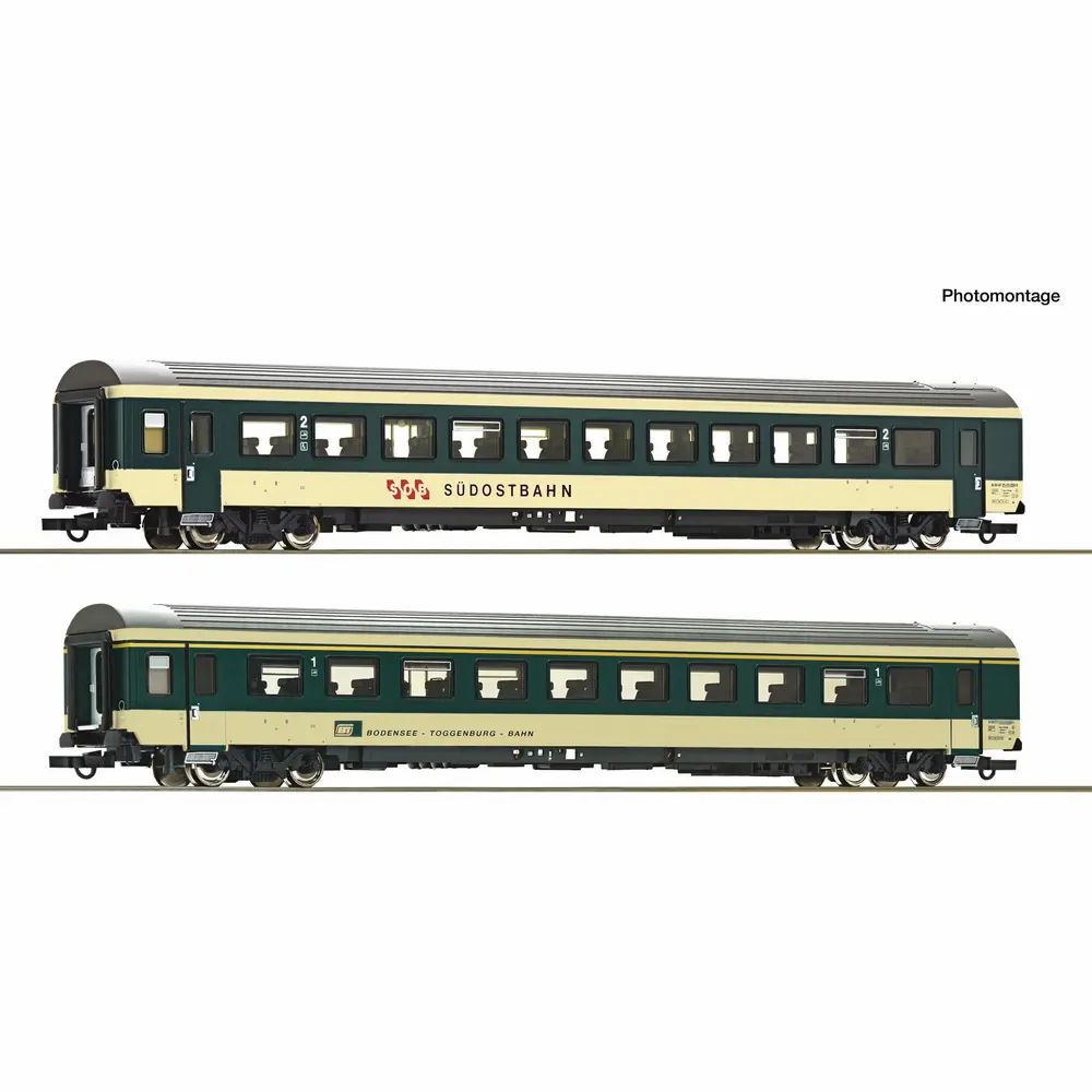Coffret de 2 voitures voyageurs « Voralpen-Express » - Roco 6200213 - HO 1/87 - SOB - Ep IV-V - 2R