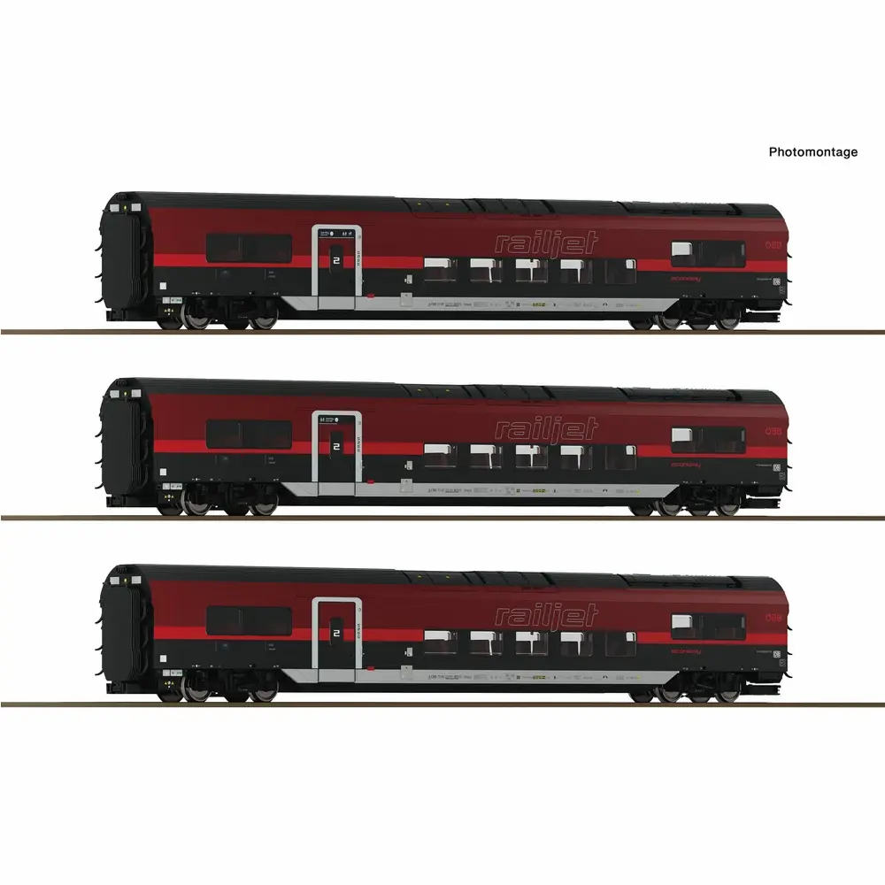 Coffret de 3 voitures voyageurs 2 : Railjet 2 - Roco 6200179 - HO 1/87 - ÖBB - Ep VI - 2R