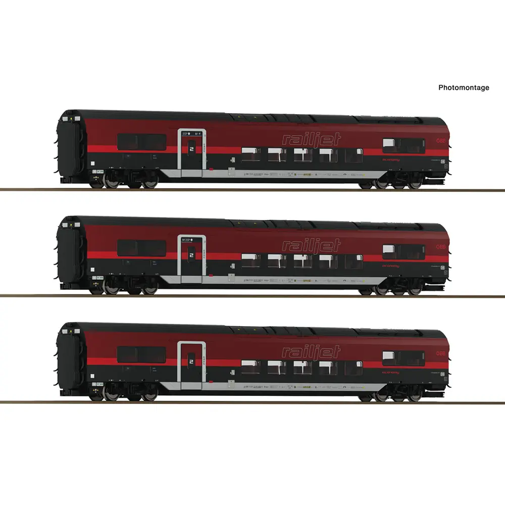 Coffret de 3 voitures : Railjet 2 - Roco 6210179 - HO 1/87 - ÖBB - Ep VI - 2R