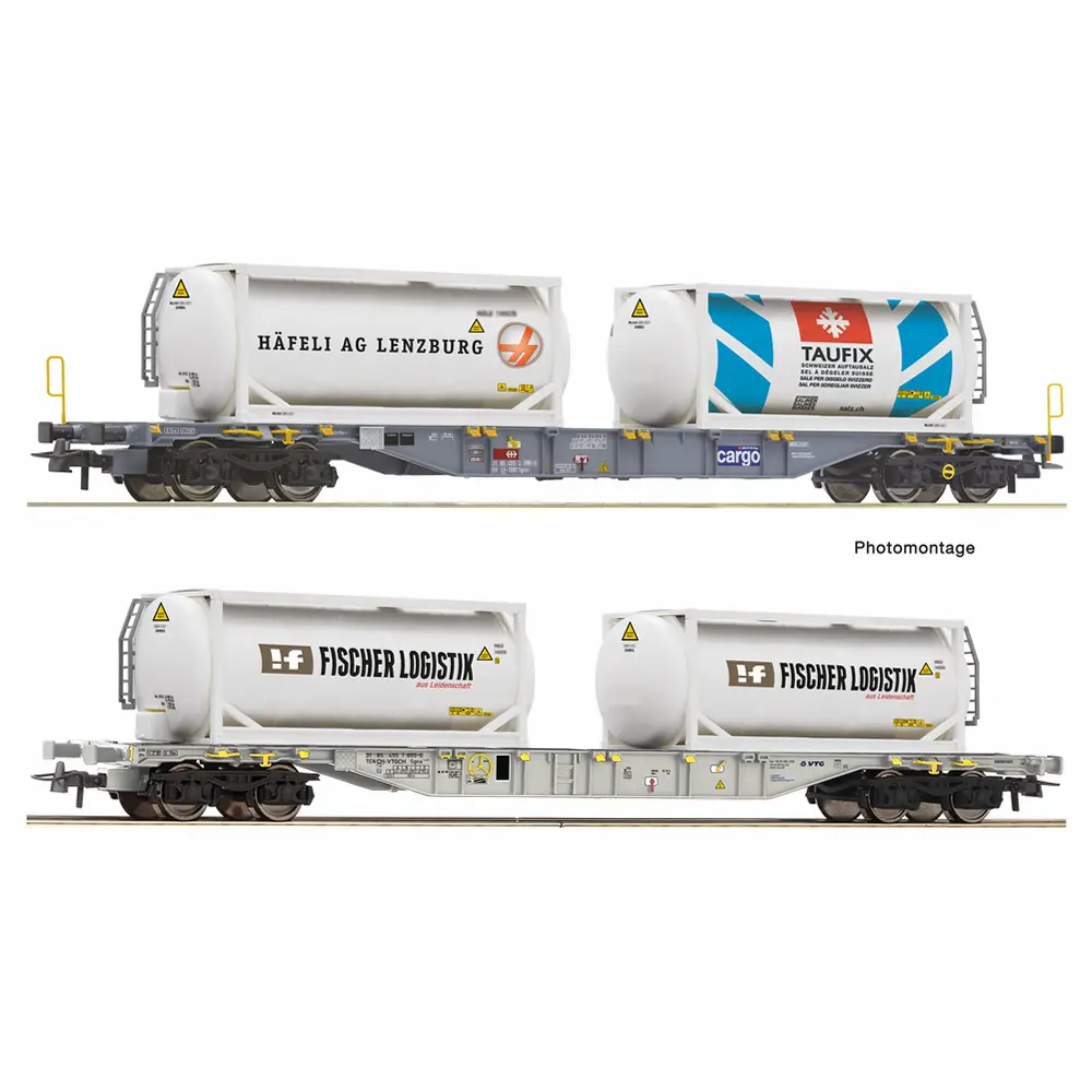 Set de 2 pièces : wagon porte-conteneurs Cargo/VTG - Roco 6600231 - HO 1/87 - SBB - Ep V-VI - 2R