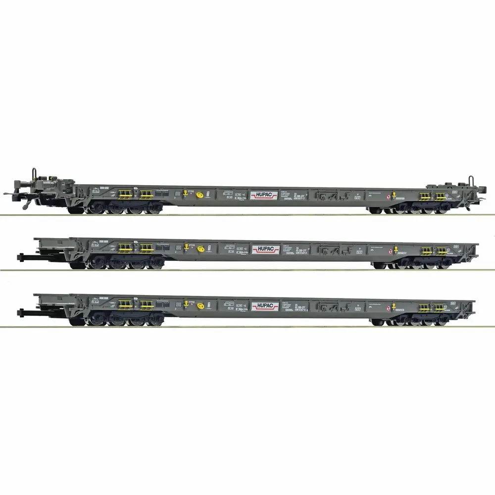 Coffret de 3 wagons : Ferroutage - Roco 6600092 - HO 1/87 - HUPAC - Ep V-VI - 2R