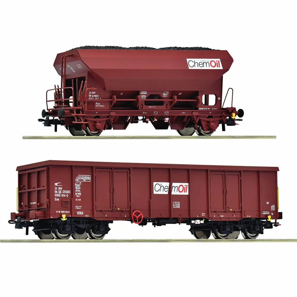 Coffret de 2 wagons de marchandises, Chemoil - Roco 6600221 - HO 1/87 - EINSTELLER - Ep VI - 2R