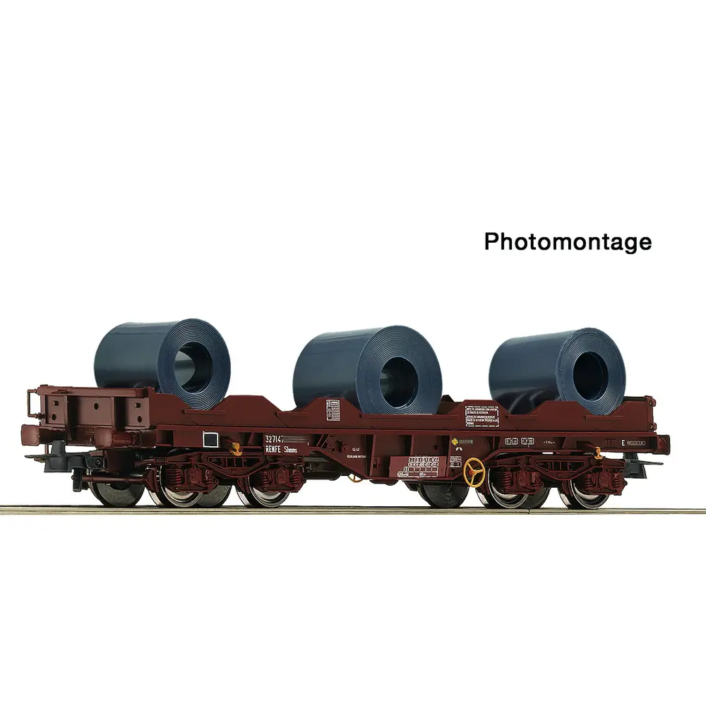 Wagon porte-coils sans capots de protection, type Shimms - Roco 6600198 - HO 1/87 - RENFE - Ep IV - 2R