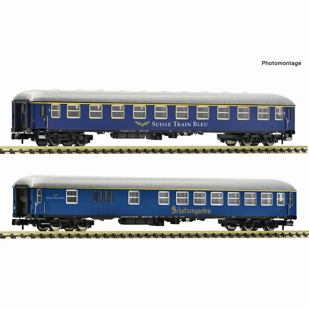Coffret de 2 voitures pour train express du train bleu suisse - Fleischmann 6260083 - N 1/160 - Privée - Ep VI - 2R