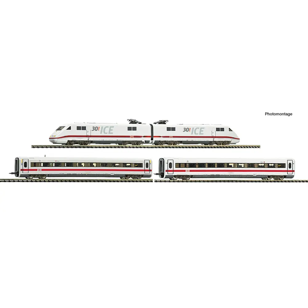 Set de 4 pièces : rame automotrice électrique ICE 1 (BR 401) « 30 ans d'ICE » - Fleischmann 7760012 - N 1/160 - DB AG - Ep VI - Analogique - 2R