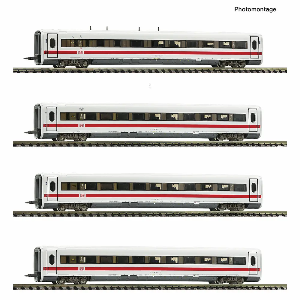 Coffret de 4 pièces : voitures complémentaires à l'ICE 1 (BR 401) « 30 ans de l'ICE » - Fleischmann 7760013 - N 1/160 - DB AG - Ep VI - 2R