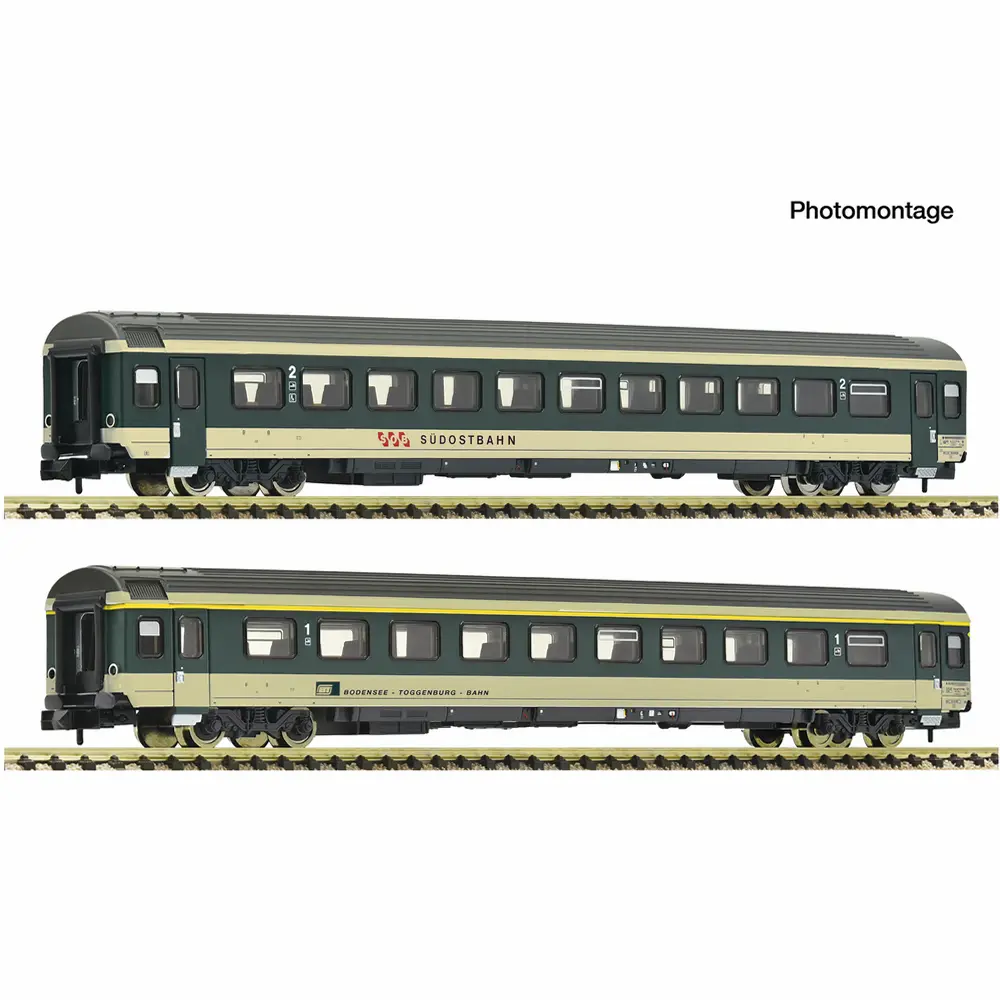 Set de 2 voitures voyageurs « Voralpen-Express » SOB/BT - Fleischmann 6260096 - N 1/160 - Privée - Ep IV-V - 2R