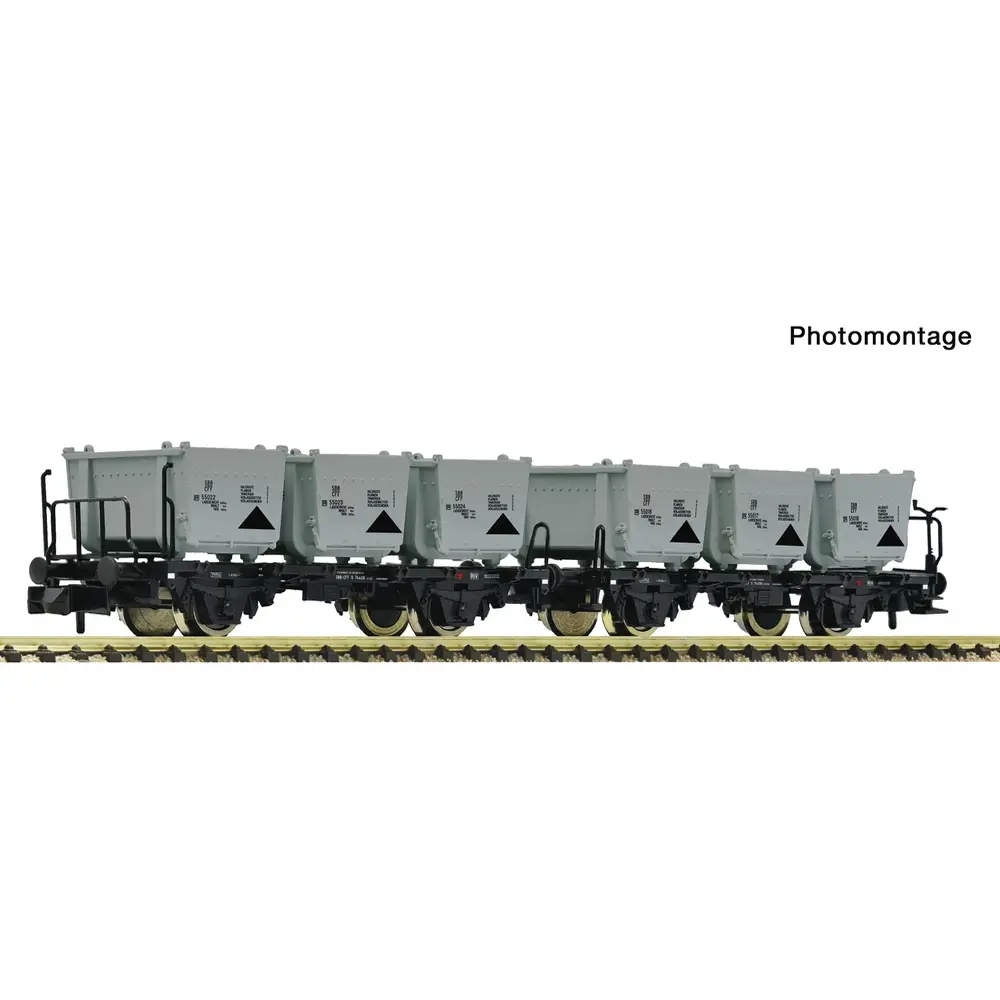Coffret de 2 wagons porte-conteneurs, CFF - Fleischmann 6660154 - N 1/160 - SBB - Ep III-IV - 2R