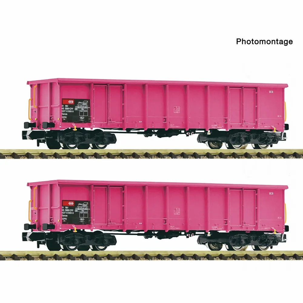 Coffret de 2 wagons ouverts, CFF - Fleischmann 6660163 - N 1/160 - SBB - Ep V-VI - 2R