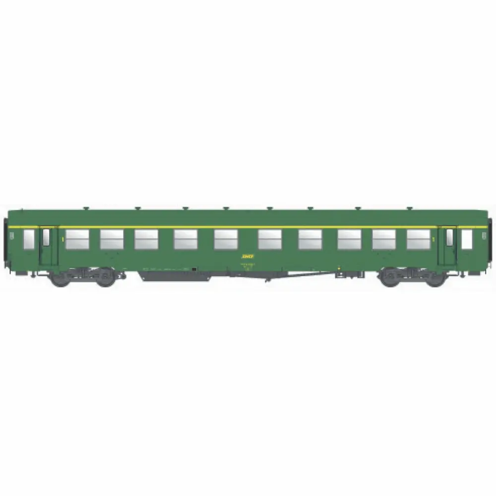 Voiture voyageurs USI livrée verte, At4 U62, logo encadré jaune - Models World 40033 - HO 1/87 - SNCF - Ep IV - 2R