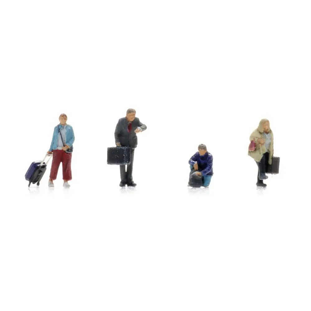 Quai des passagers - 4 personnages avec bagages - ARTITEC 5160033 - N 1/160